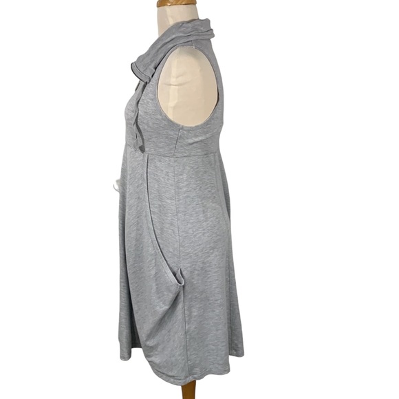 Dakini Grey Fabric Midi Dress Slouchy Pockets Sz M Zipper Neckline Sleev… - Picture 2 of 12